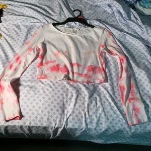 white and pink tie dye top